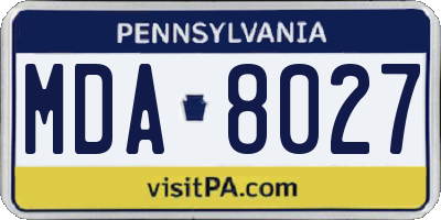 PA license plate MDA8027