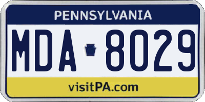 PA license plate MDA8029