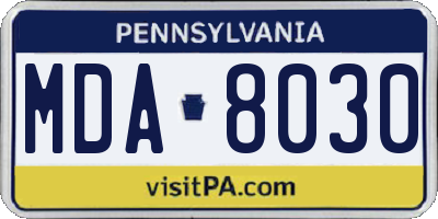 PA license plate MDA8030