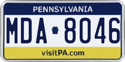 PA license plate MDA8046