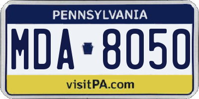 PA license plate MDA8050