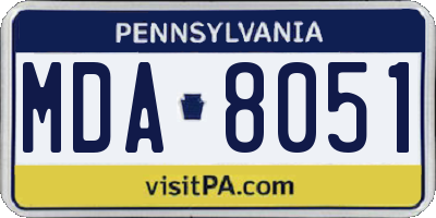 PA license plate MDA8051
