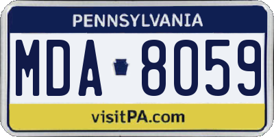 PA license plate MDA8059