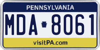 PA license plate MDA8061