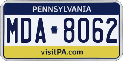PA license plate MDA8062