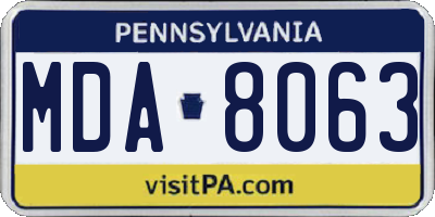 PA license plate MDA8063