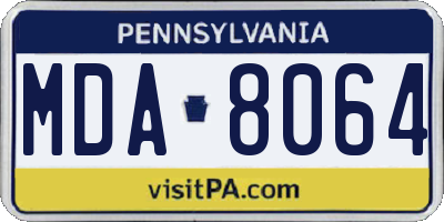 PA license plate MDA8064