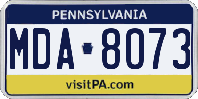 PA license plate MDA8073