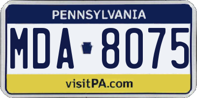 PA license plate MDA8075
