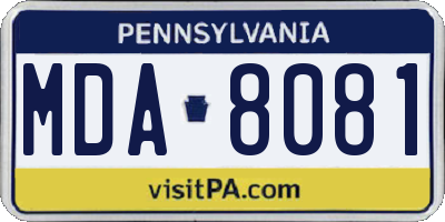PA license plate MDA8081