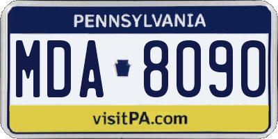 PA license plate MDA8090