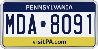 PA license plate MDA8091