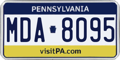 PA license plate MDA8095