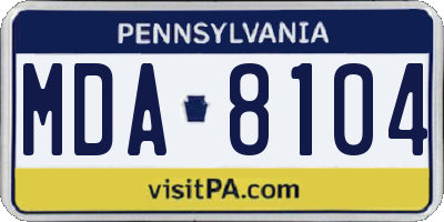 PA license plate MDA8104