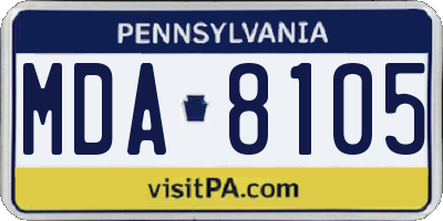 PA license plate MDA8105
