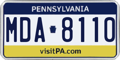 PA license plate MDA8110