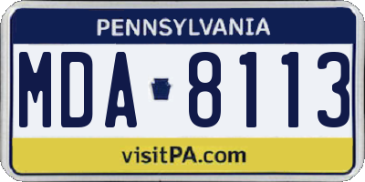 PA license plate MDA8113