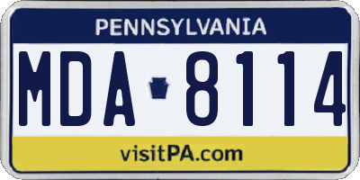 PA license plate MDA8114