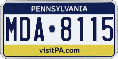 PA license plate MDA8115