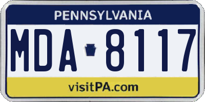 PA license plate MDA8117