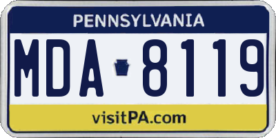 PA license plate MDA8119