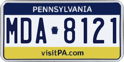 PA license plate MDA8121