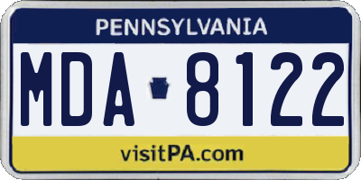 PA license plate MDA8122