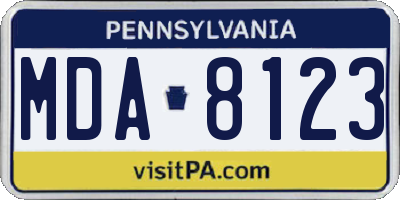 PA license plate MDA8123