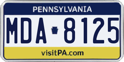 PA license plate MDA8125