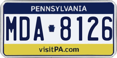 PA license plate MDA8126