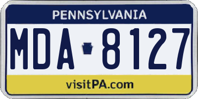 PA license plate MDA8127