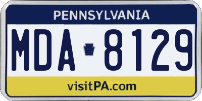 PA license plate MDA8129