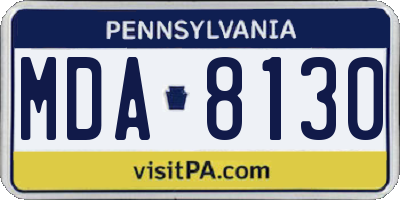 PA license plate MDA8130
