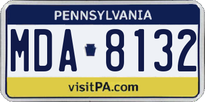 PA license plate MDA8132