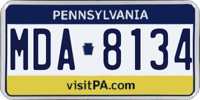 PA license plate MDA8134