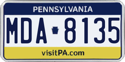 PA license plate MDA8135