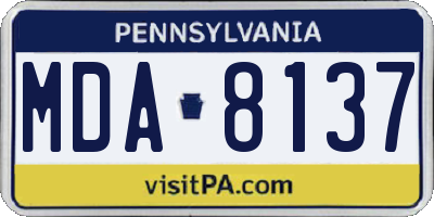 PA license plate MDA8137