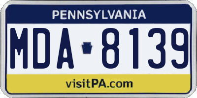 PA license plate MDA8139