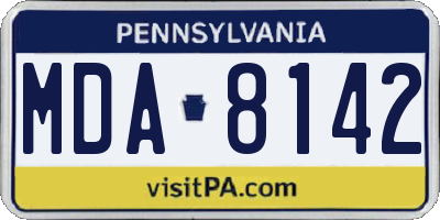 PA license plate MDA8142