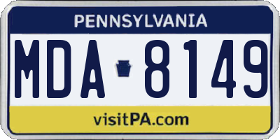 PA license plate MDA8149
