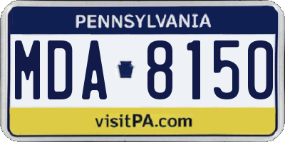 PA license plate MDA8150