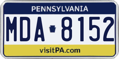 PA license plate MDA8152