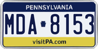 PA license plate MDA8153