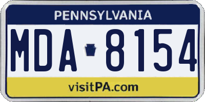 PA license plate MDA8154