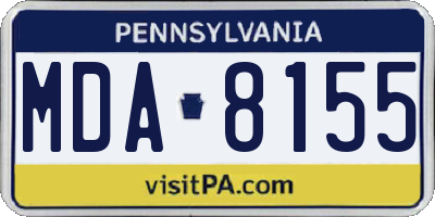 PA license plate MDA8155