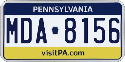 PA license plate MDA8156