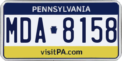 PA license plate MDA8158