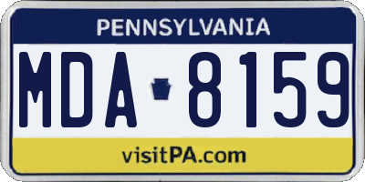 PA license plate MDA8159