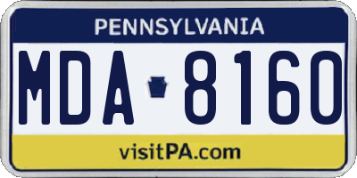 PA license plate MDA8160