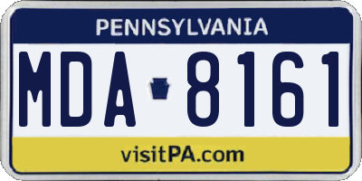 PA license plate MDA8161